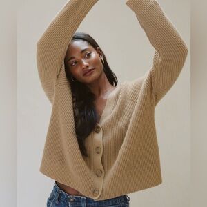 JENNI KAYNE Cropped Cocoon Cardigan CAMEL